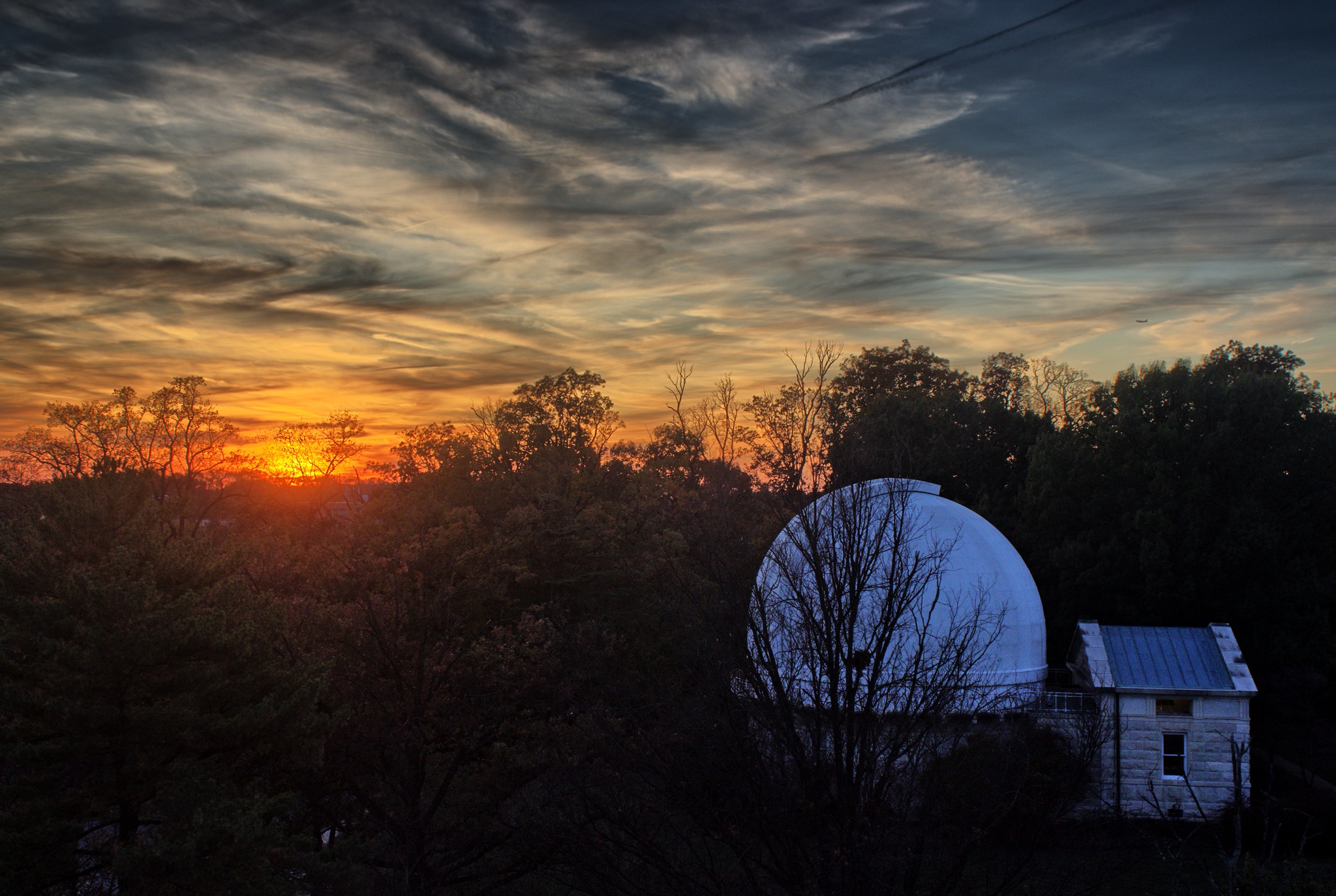 Dome of the 26-inch "Great Equatorial" telescope at dusk, U.S. Naval Observatory, Washington, DC