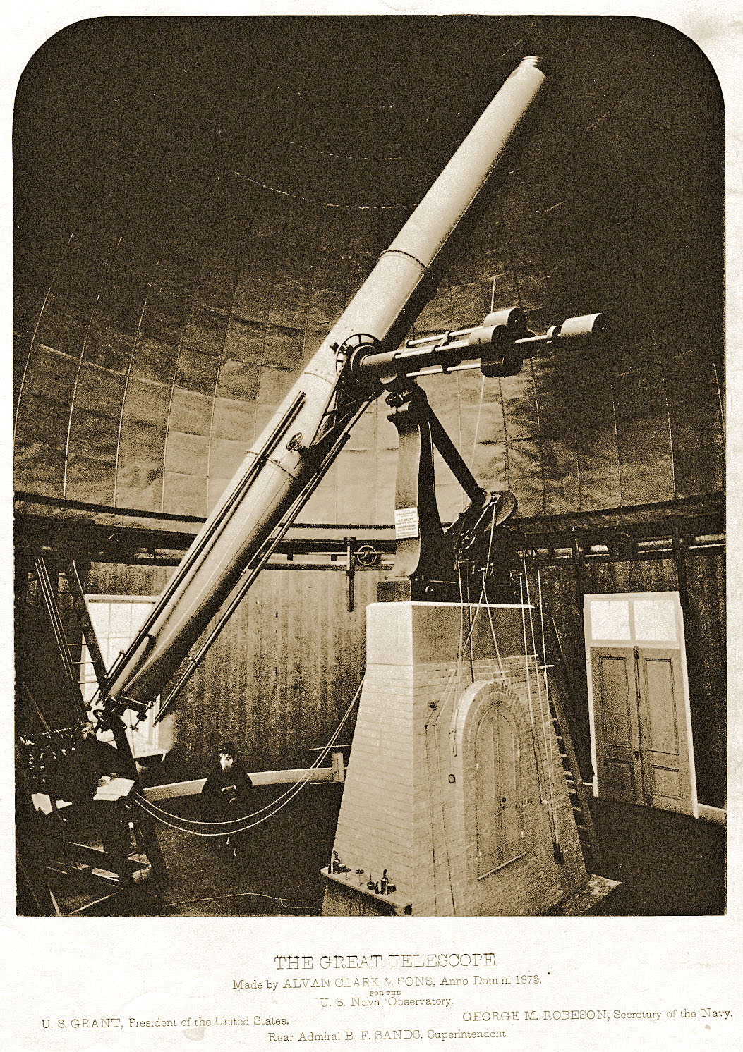 The USNO's 26-inch "Great Equatorial" telescope, as seen in 1873