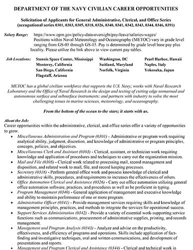 0300 General Administrative Clerical and Office Series